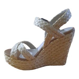 MIA | Shoes | Mia Francis Natural Raffia Platform Wedges Peeptoe Size